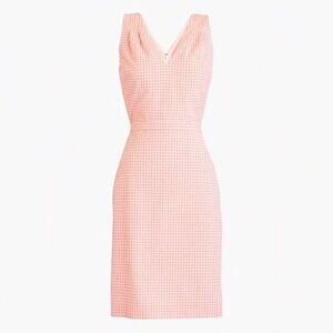 NWT J. Crew Size 0 V-Neck Seersucker Dress in Gingham Pink and White